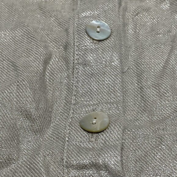 Christian Siriano Linen Sleeveless Blouse Crop Women Size S Beige Glitter Shiny - Picture 7 of 9